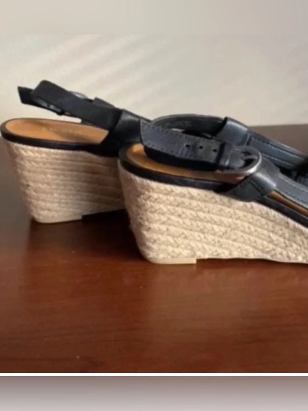 Franco Sarto Black Leather Espadrille Sandals | Size 7 1/2